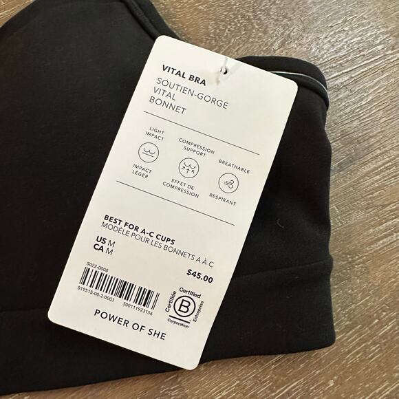 Athleta Vital Sports Bra A-C Cup Black M - Picture 5 of 8